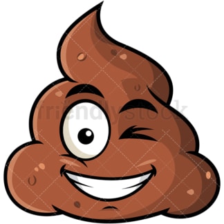 Winking and smiling poop emoticon. PNG - JPG and vector EPS file formats (infinitely scalable). Image isolated on transparent background.