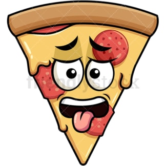 Disgusted pizza emoticon. PNG - JPG and vector EPS file formats (infinitely scalable). Image isolated on transparent background.