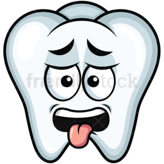 Disgusted tooth emoticon. PNG - JPG and vector EPS file formats (infinitely scalable). Image isolated on transparent background.