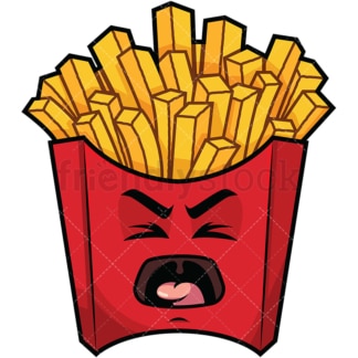 Yelling french fries emoticon. PNG - JPG and vector EPS file formats (infinitely scalable). Image isolated on transparent background.