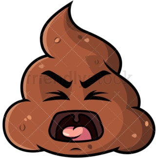 Yelling poop emoticon. PNG - JPG and vector EPS file formats (infinitely scalable). Image isolated on transparent background.