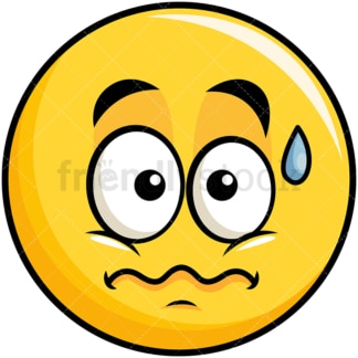 Nervous yellow smiley emoticon. PNG - JPG and vector EPS file formats (infinitely scalable). Image isolated on transparent background.