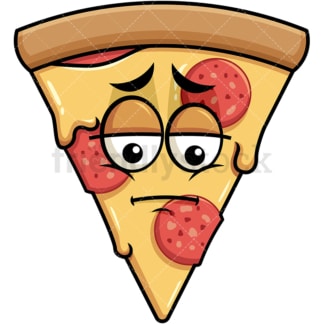 Depressed pizza emoticon. PNG - JPG and vector EPS file formats (infinitely scalable). Image isolated on transparent background.