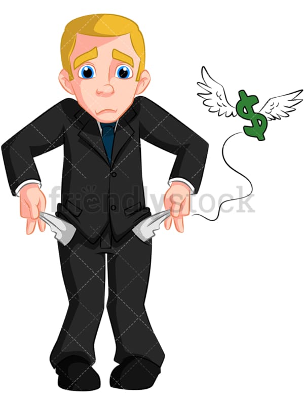 Business man with no money. PNG - JPG and vector EPS (infinitely scalable). Image isolated on transparent background.