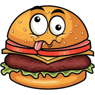 Goofy crazy eyes hamburger emoticon. PNG - JPG and vector EPS file formats (infinitely scalable). Image isolated on transparent background.