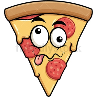 Goofy crazy eyes pizza emoticon. PNG - JPG and vector EPS file formats (infinitely scalable). Image isolated on transparent background.