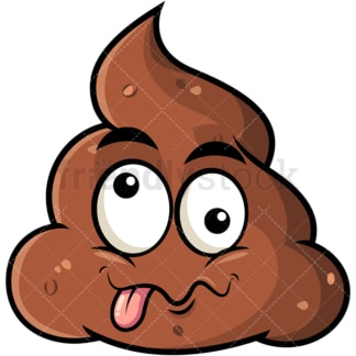 Goofy crazy eyes poop emoticon. PNG - JPG and vector EPS file formats (infinitely scalable). Image isolated on transparent background.