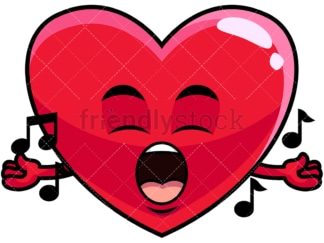 Singing heart emoticon. PNG - JPG and vector EPS file formats (infinitely scalable). Image isolated on transparent background.