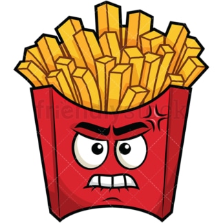 Angry french fries emoticon. PNG - JPG and vector EPS file formats (infinitely scalable). Image isolated on transparent background.