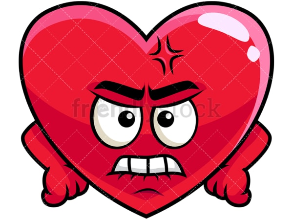 Angry heart emoticon. PNG - JPG and vector EPS file formats (infinitely scalable). Image isolated on transparent background.