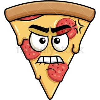 Angry pizza emoticon. PNG - JPG and vector EPS file formats (infinitely scalable). Image isolated on transparent background.
