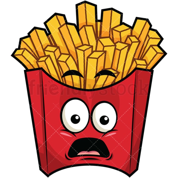 Shocked french fries emoticon. PNG - JPG and vector EPS file formats (infinitely scalable). Image isolated on transparent background.