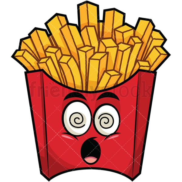 Stunned french fries emoticon. PNG - JPG and vector EPS file formats (infinitely scalable). Image isolated on transparent background.