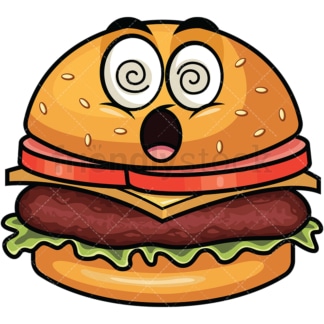 Stunned hamburger emoticon. PNG - JPG and vector EPS file formats (infinitely scalable). Image isolated on transparent background.