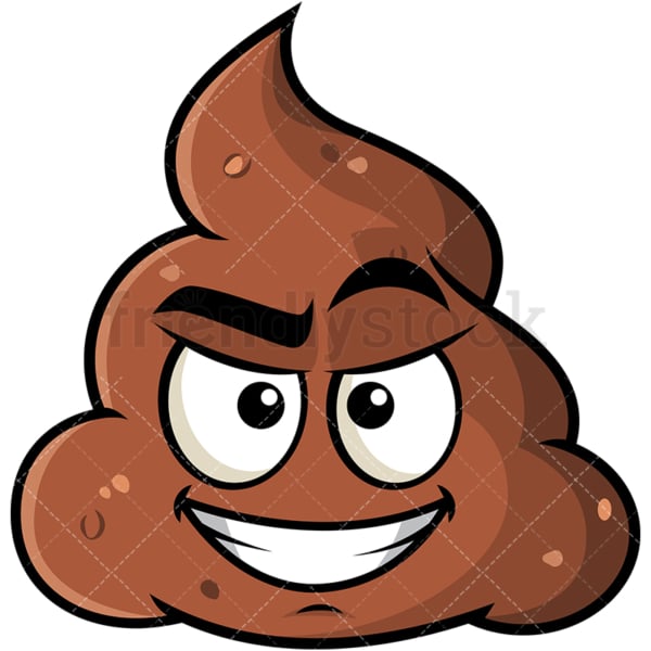 Cunning evil face poop emoticon. PNG - JPG and vector EPS file formats (infinitely scalable). Image isolated on transparent background.