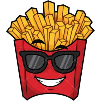 Chips with sunglasses emoticon. PNG - JPG and vector EPS file formats (infinitely scalable). Image isolated on transparent background.