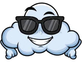 Cool cloud wearing sunglasses emoticon. PNG - JPG and vector EPS file formats (infinitely scalable). Image isolated on transparent background.