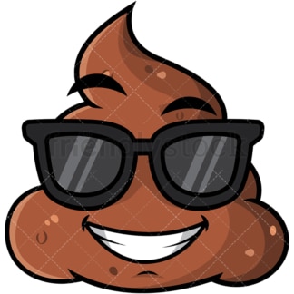 Cool poop wearing sunglasses emoticon. PNG - JPG and vector EPS file formats (infinitely scalable). Image isolated on transparent background.