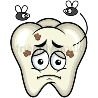 Decaying tooth emoticon. PNG - JPG and vector EPS file formats (infinitely scalable). Image isolated on transparent background.