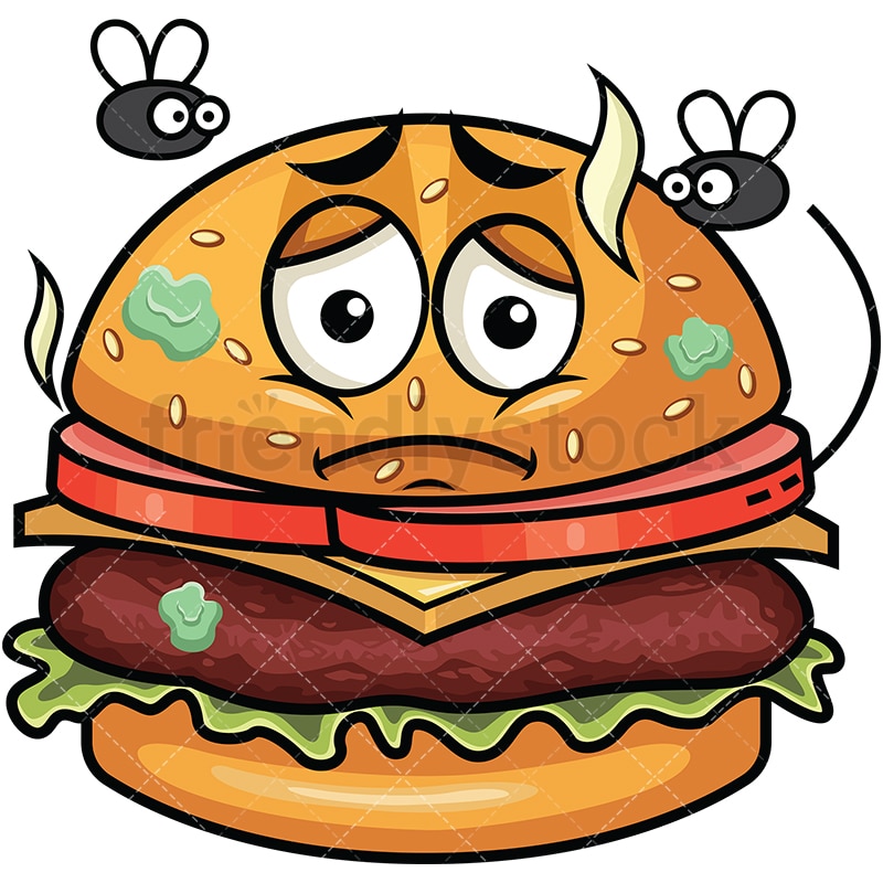 Stinky Hamburger Going Bad Emoji Cartoon Vector Clipart - FriendlyStock