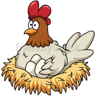 Hen in nest with eggs. PNG - JPG and vector EPS file formats (infinitely scalable). Image isolated on transparent background.