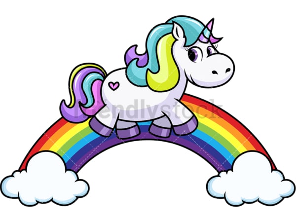 Unicorn walking on rainbow. PNG - JPG and vector EPS file formats (infinitely scalable). Image isolated on transparent background.