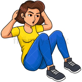 Woman doing sit ups. PNG - JPG and vector EPS file formats (infinitely scalable). Image isolated on transparent background.