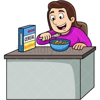 Woman enjoying cereal breakfast. PNG - JPG and vector EPS. Image isolated on transparent background.