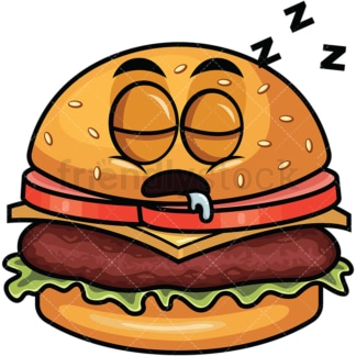 Sleeping hamburger emoticon. PNG - JPG and vector EPS file formats (infinitely scalable). Image isolated on transparent background.