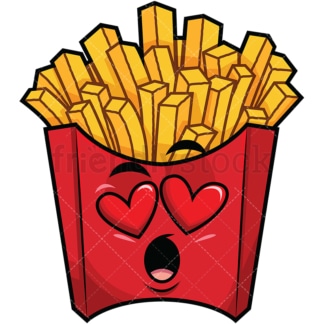 In love french fries emoticon. PNG - JPG and vector EPS file formats (infinitely scalable). Image isolated on transparent background.