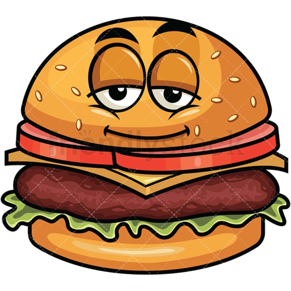 Sleepy hamburger emoticon. PNG - JPG and vector EPS file formats (infinitely scalable). Image isolated on transparent background.