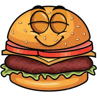 Delighted hamburger emoticon. PNG - JPG and vector EPS file formats (infinitely scalable). Image isolated on transparent background.