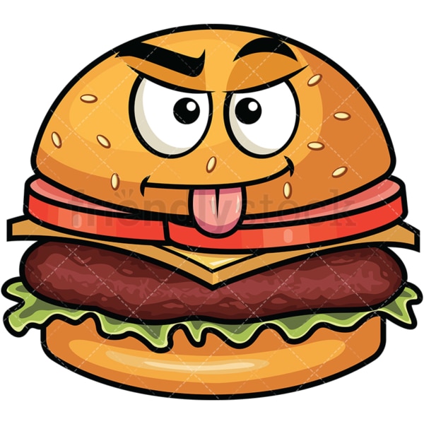 Sarcastic hamburger emoticon. PNG - JPG and vector EPS file formats (infinitely scalable). Image isolated on transparent background.