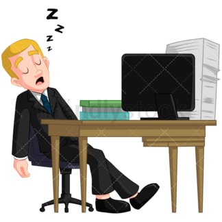 Businessman sleeping at work. PNG - JPG and vector EPS (infinitely scalable). Image isolated on transparent background.
