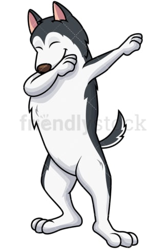Dabbing husky dog. PNG - JPG and vector EPS file formats (infinitely scalable). Image isolated on transparent background.