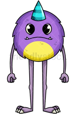 Fur ball purple monster. PNG - JPG and vector EPS (infinitely scalable). Image isolated on transparent background.