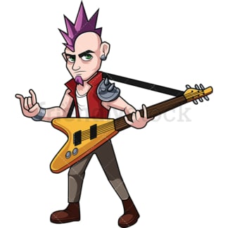 Glam rock guitarist. PNG - JPG and vector EPS file formats (infinitely scalable). Image isolated on transparent background.