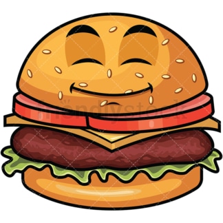 Happy looking hamburger emoticon. PNG - JPG and vector EPS file formats (infinitely scalable). Image isolated on transparent background.