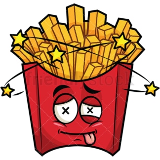 Beaten up french fries emoticon. PNG - JPG and vector EPS file formats (infinitely scalable). Image isolated on transparent background.