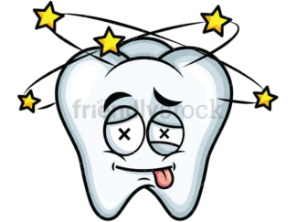 Beaten up tooth emoticon. PNG - JPG and vector EPS file formats (infinitely scalable). Image isolated on transparent background.