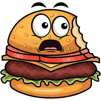 Bitten hamburger emoticon. PNG - JPG and vector EPS file formats (infinitely scalable). Image isolated on transparent background.