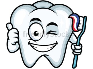 Winking thumbs up tooth emoticon. PNG - JPG and vector EPS file formats (infinitely scalable). Image isolated on transparent background.