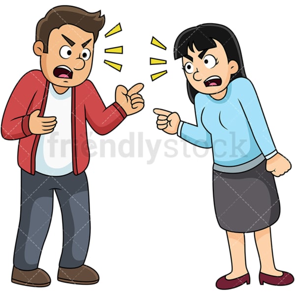 Couple fighting. PNG - JPG and vector EPS file formats (infinitely scalable). Image isolated on transparent background.