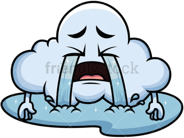 Crying with wailing tears cloud emoticon. PNG - JPG and vector EPS file formats (infinitely scalable). Image isolated on transparent background.