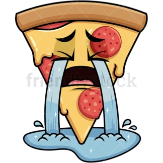Crying out loud pizza emoticon. PNG - JPG and vector EPS file formats (infinitely scalable). Image isolated on transparent background.