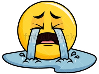 Yellow smiley emoticon crying with wailing tears. PNG - JPG and vector EPS file formats (infinitely scalable). Image isolated on transparent background.