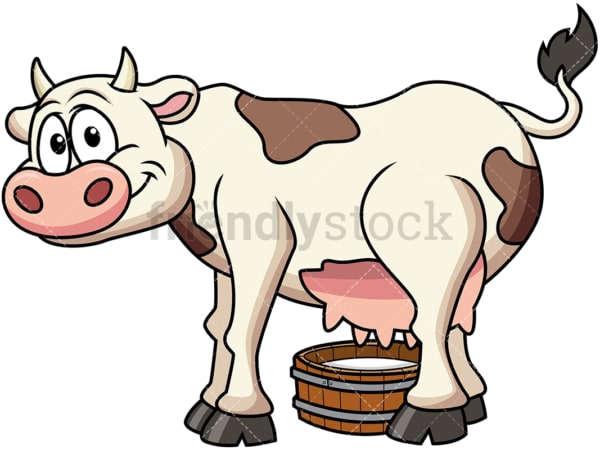 Happy cow milking. PNG - JPG and vector EPS file formats (infinitely scalable). Image isolated on transparent background.