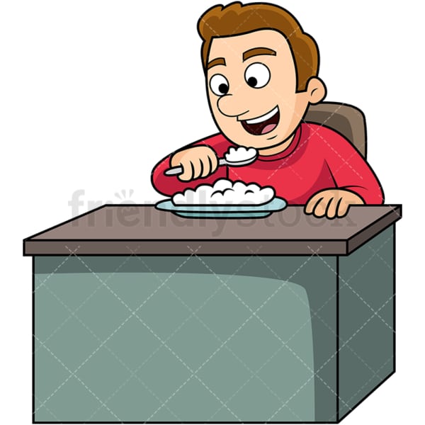 Man enjoying rice. PNG - JPG and vector EPS. Image isolated on transparent background.