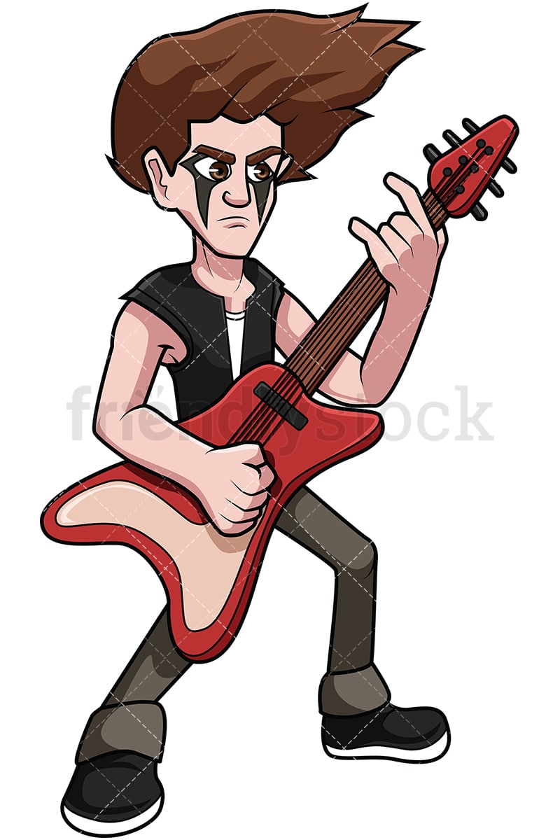Heavy Metal Guitar Player Cartoon Vector Clipart