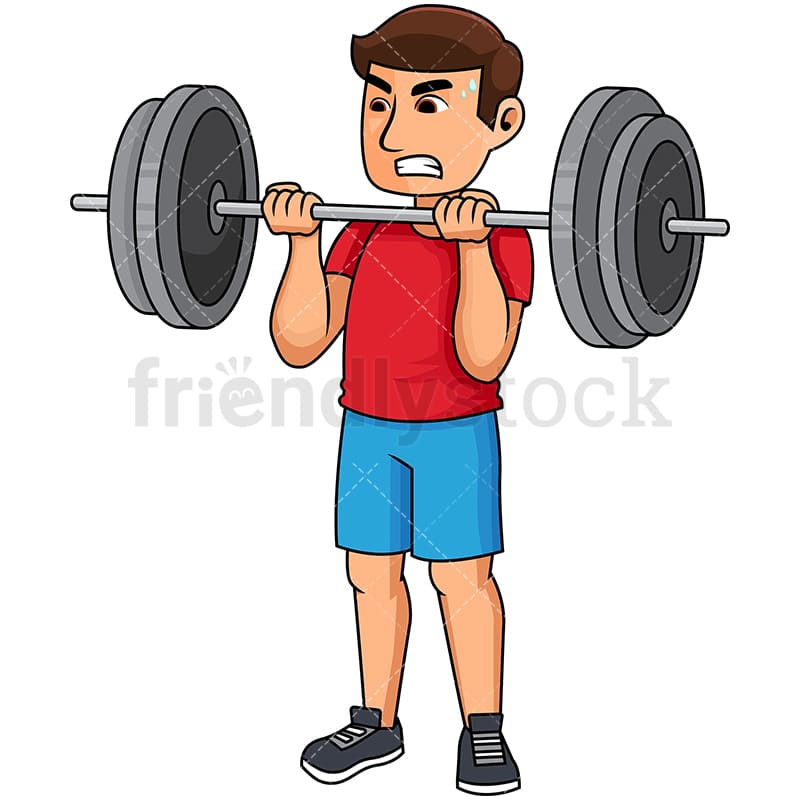 重いバーベル漫画ベクトルクリップアートを持ち上げる男 Friendlystock